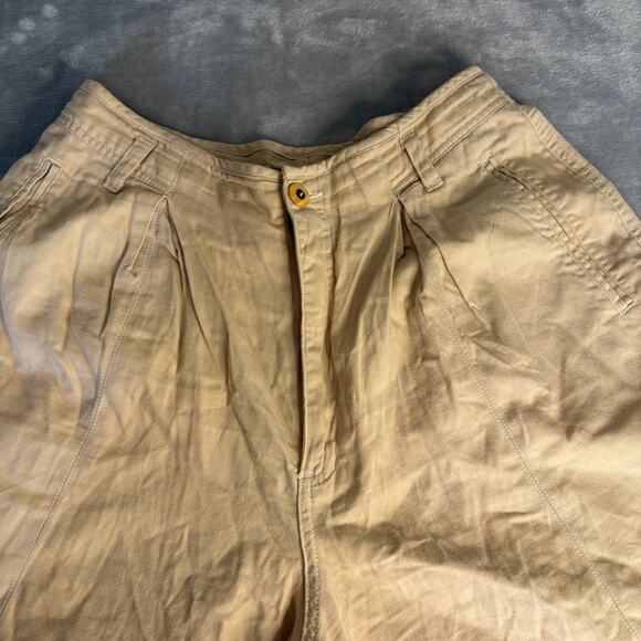 Vtg Liz Wear Safari Shorts Size 14 Modern 28 Women's Khaki Pleated High‎ Waist - Picture 2 of 11